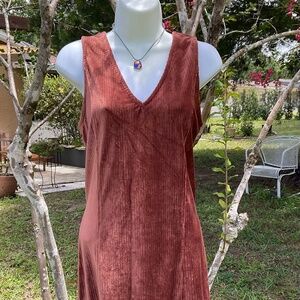Sleeveless V neck dress Knee length Copper NWOT